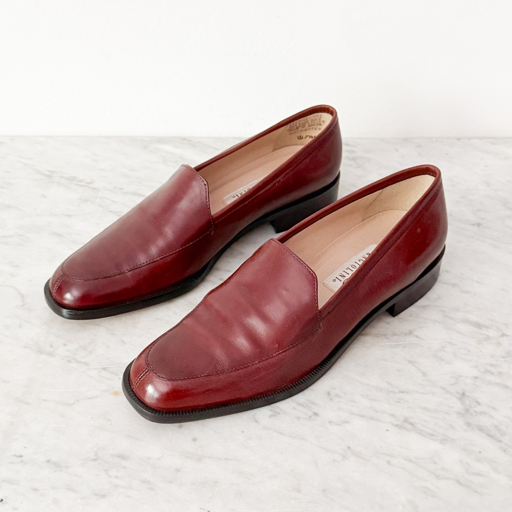Enzo Angiolini Loafers Leather Square Toe 7.5M Brown Block Heel Brazil